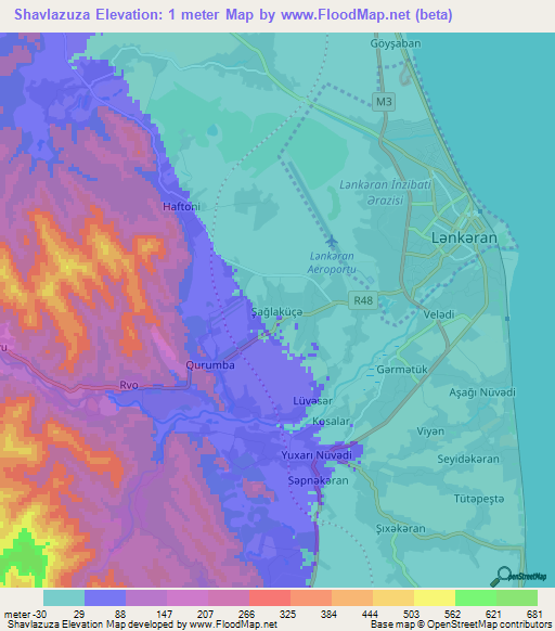Shavlazuza,Azerbaijan Elevation Map