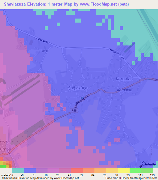 Shavlazuza,Azerbaijan Elevation Map