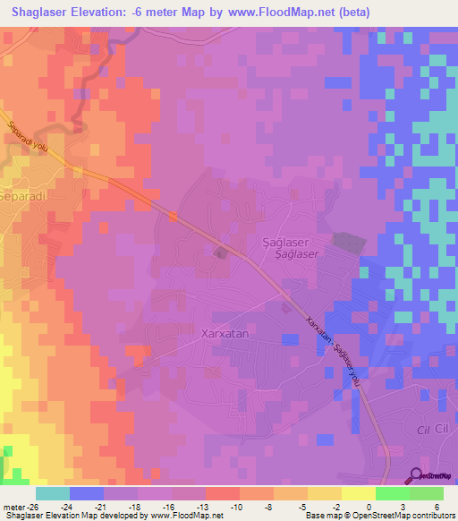 Shaglaser,Azerbaijan Elevation Map