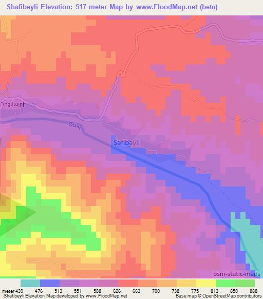 Shafibeyli,Azerbaijan Elevation Map