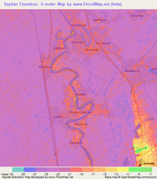 Seydan,Azerbaijan Elevation Map