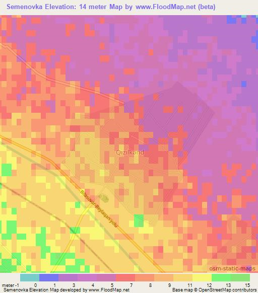 Semenovka,Azerbaijan Elevation Map
