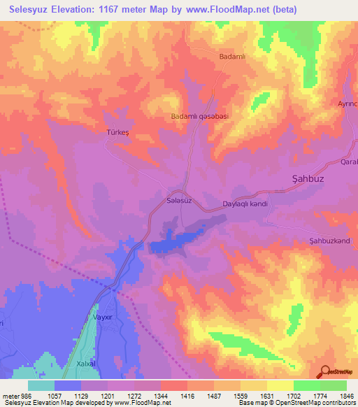 Selesyuz,Azerbaijan Elevation Map