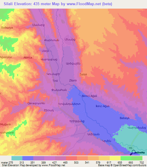 Silali,Azerbaijan Elevation Map