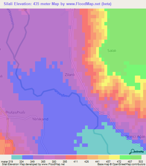Silali,Azerbaijan Elevation Map