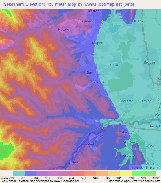 Sekesham,Azerbaijan Elevation Map