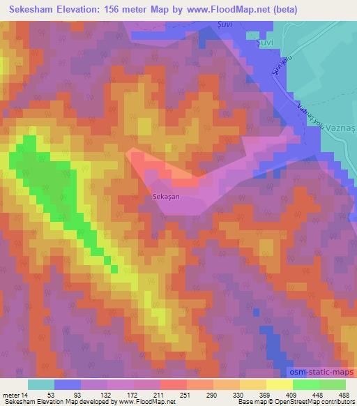 Sekesham,Azerbaijan Elevation Map