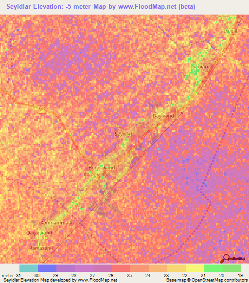 Seyidlar,Azerbaijan Elevation Map