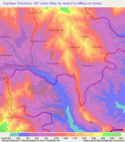 Seydlyar,Azerbaijan Elevation Map