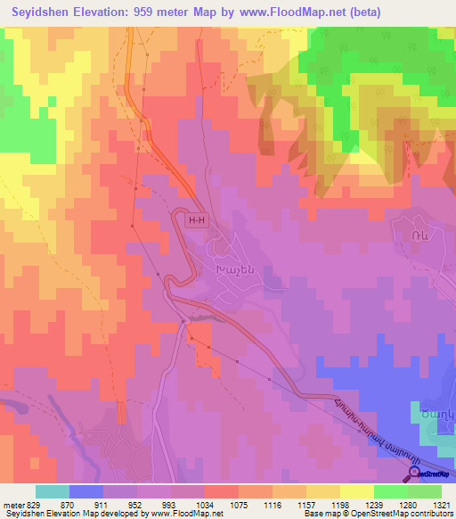 Seyidshen,Azerbaijan Elevation Map