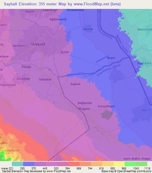 Saybali,Azerbaijan Elevation Map