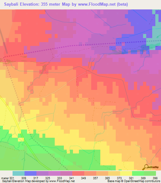 Saybali,Azerbaijan Elevation Map