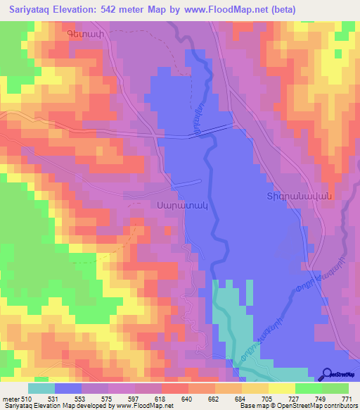 Sariyataq,Azerbaijan Elevation Map