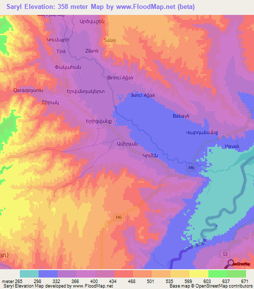 Saryl,Azerbaijan Elevation Map