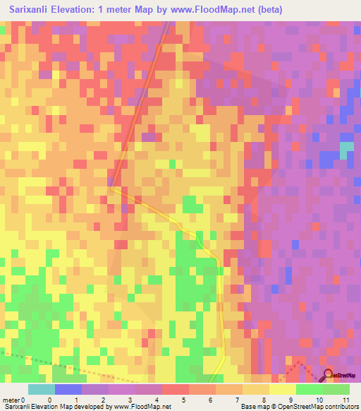 Sarixanli,Azerbaijan Elevation Map