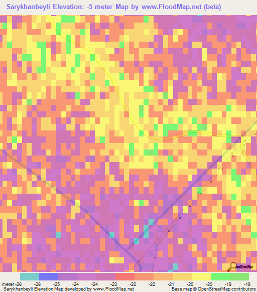 Sarykhanbeyli,Azerbaijan Elevation Map