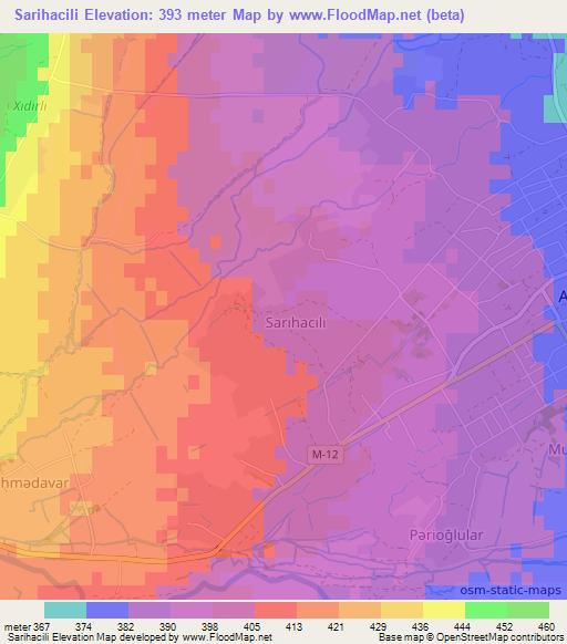 Sarihacili,Azerbaijan Elevation Map