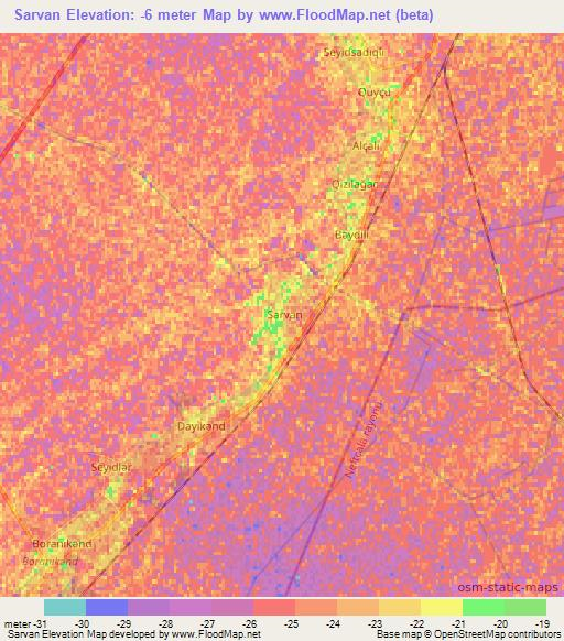 Sarvan,Azerbaijan Elevation Map