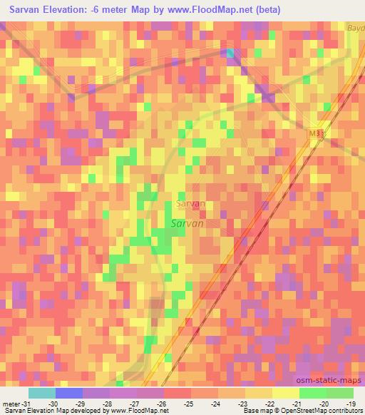 Sarvan,Azerbaijan Elevation Map