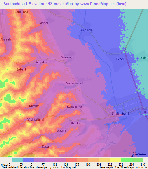 Sarkhadabad,Azerbaijan Elevation Map