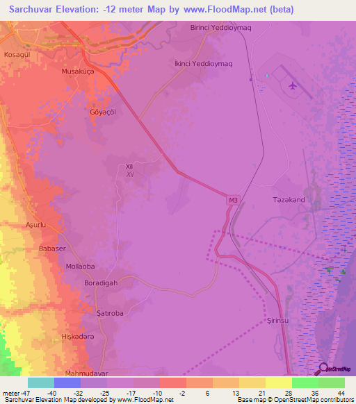 Sarchuvar,Azerbaijan Elevation Map