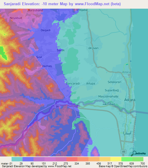 Sanjaradi,Azerbaijan Elevation Map