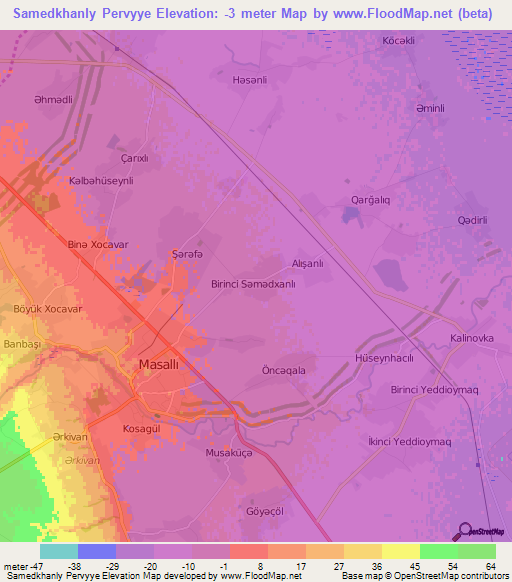 Samedkhanly Pervyye,Azerbaijan Elevation Map