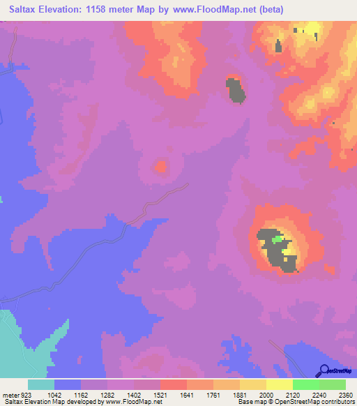 Saltax,Azerbaijan Elevation Map