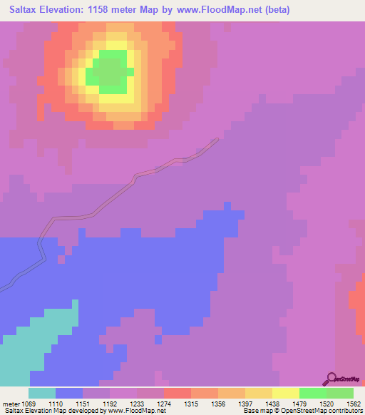 Saltax,Azerbaijan Elevation Map