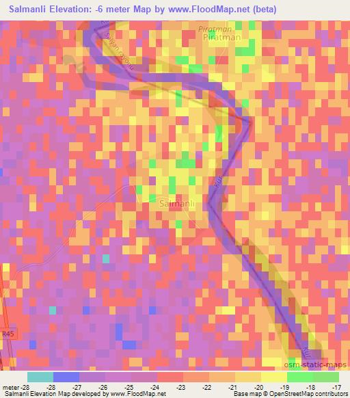 Salmanli,Azerbaijan Elevation Map