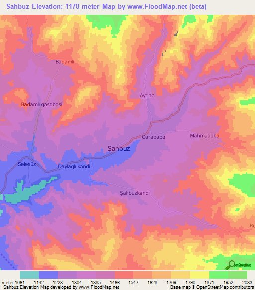Sahbuz,Azerbaijan Elevation Map