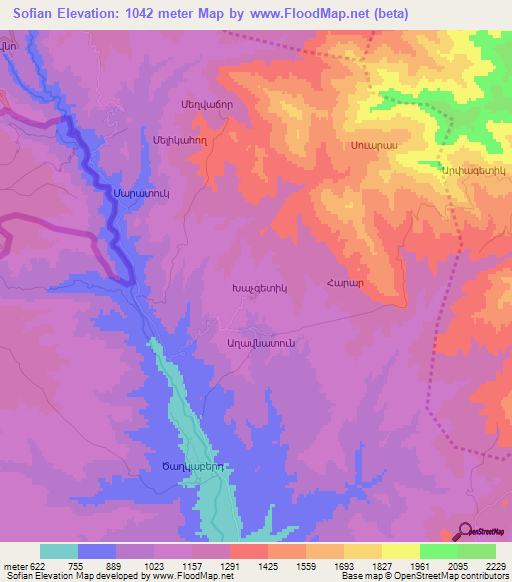 Sofian,Azerbaijan Elevation Map