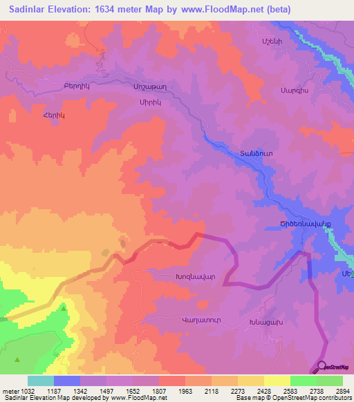 Sadinlar,Azerbaijan Elevation Map