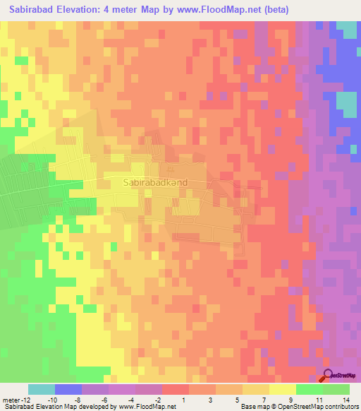 Sabirabad,Azerbaijan Elevation Map