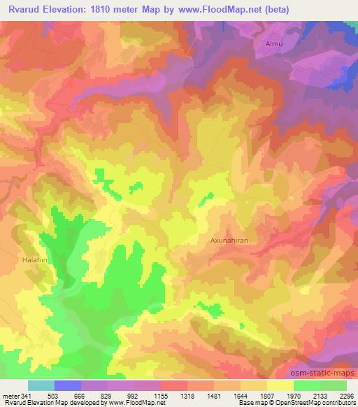 Rvarud,Azerbaijan Elevation Map