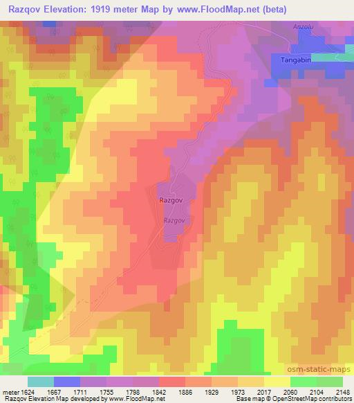 Razqov,Azerbaijan Elevation Map
