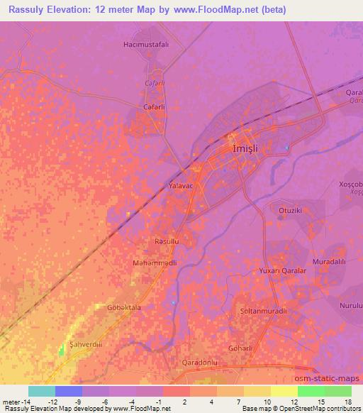 Rassuly,Azerbaijan Elevation Map