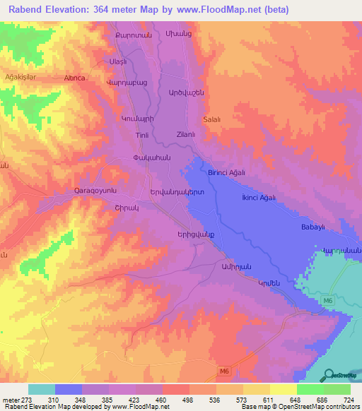 Rabend,Azerbaijan Elevation Map