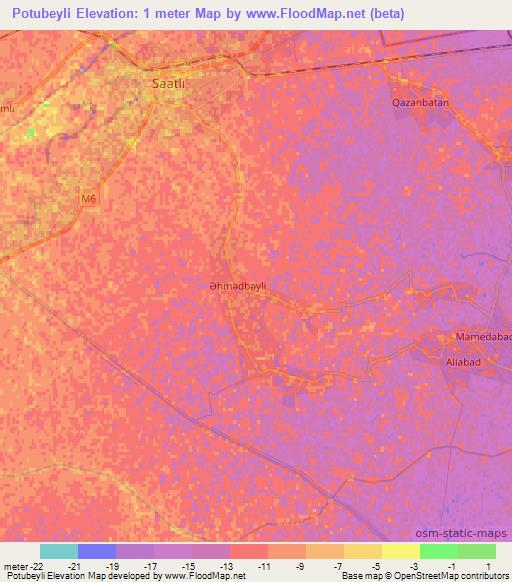 Potubeyli,Azerbaijan Elevation Map