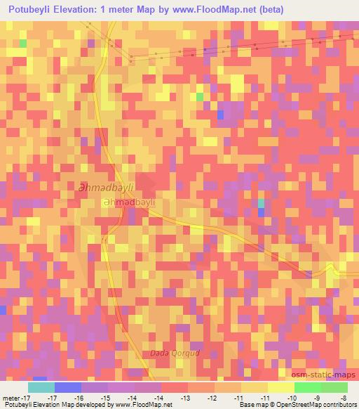 Potubeyli,Azerbaijan Elevation Map