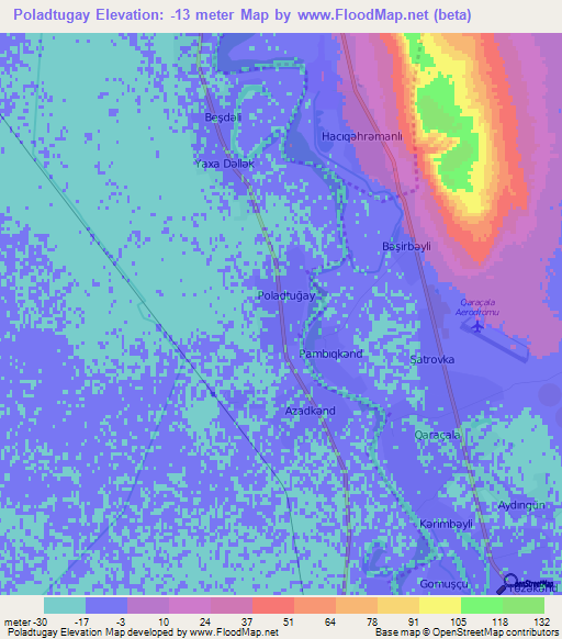 Poladtugay,Azerbaijan Elevation Map