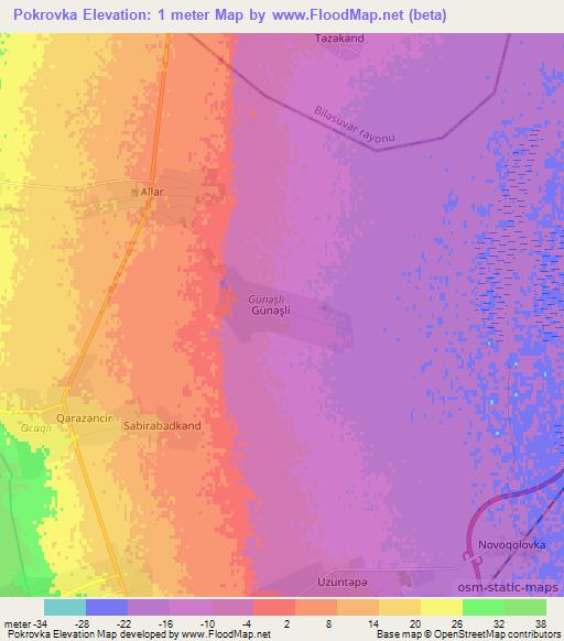 Pokrovka,Azerbaijan Elevation Map