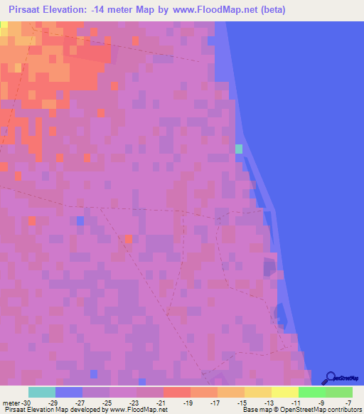 Pirsaat,Azerbaijan Elevation Map