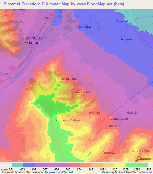 Pircamal,Azerbaijan Elevation Map