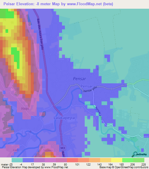 Peisar,Azerbaijan Elevation Map