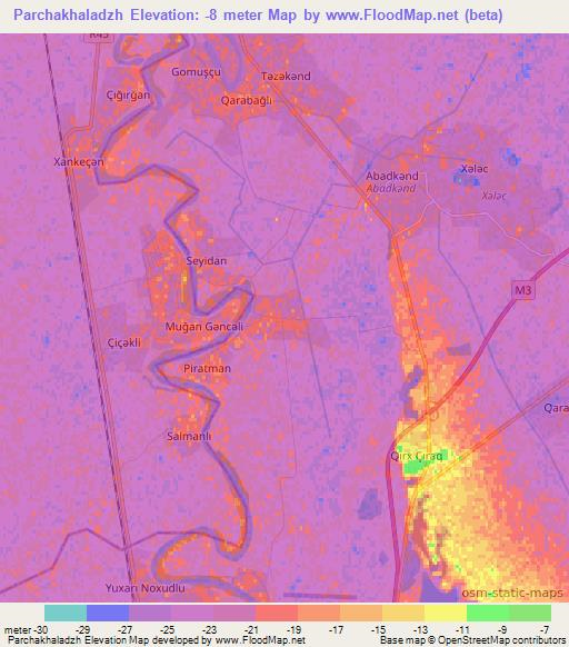Parchakhaladzh,Azerbaijan Elevation Map
