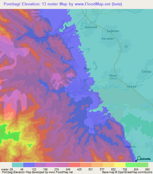 Pombagi,Azerbaijan Elevation Map