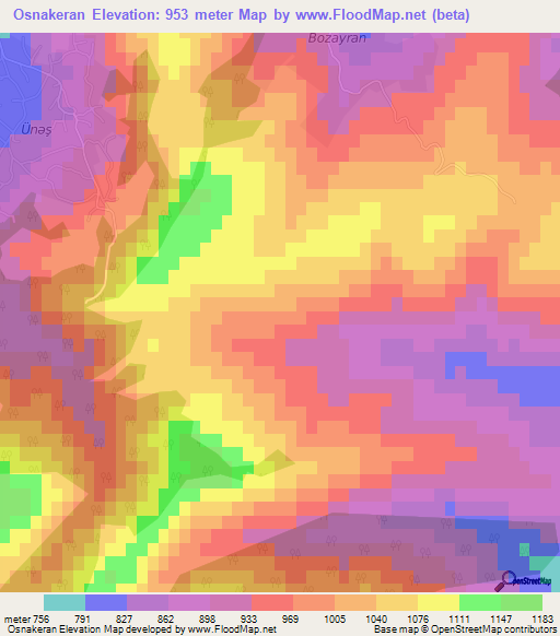 Osnakeran,Azerbaijan Elevation Map