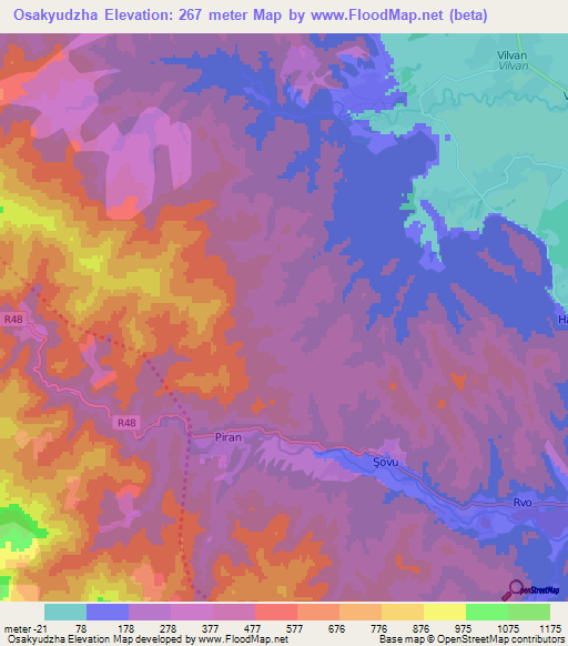Osakyudzha,Azerbaijan Elevation Map