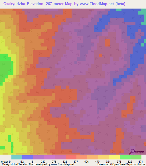 Osakyudzha,Azerbaijan Elevation Map